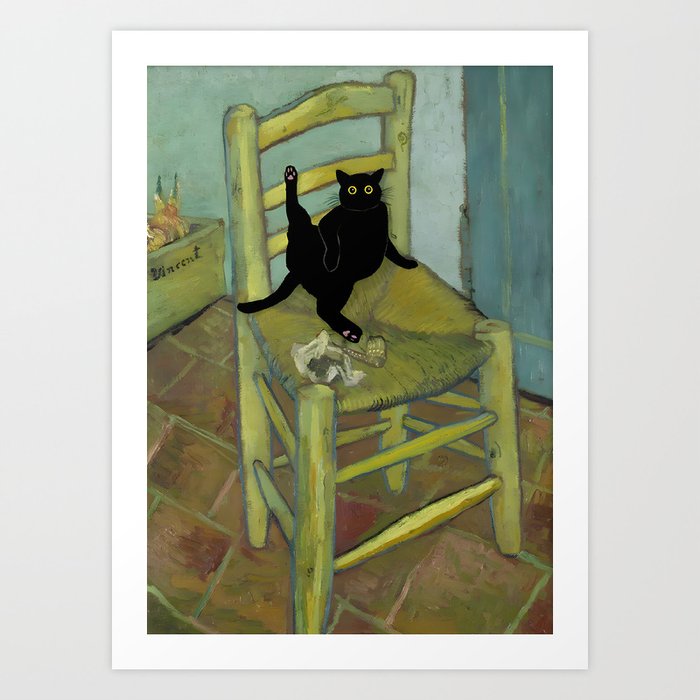 Cat Van Gogh Chair Art Print