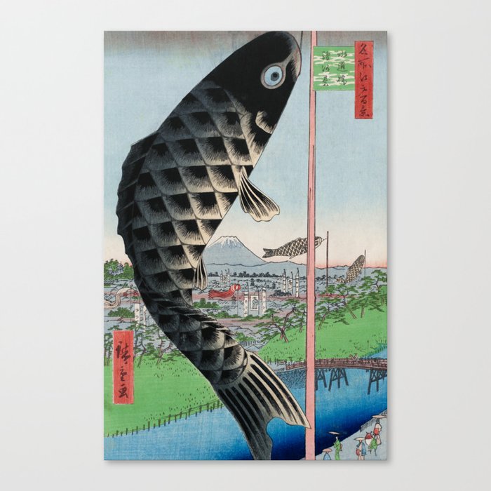Carp Banners Vintage Ukiyo-e Japanese Art Canvas Print