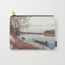 Boats moored along the banks of the Ticino river at sunset Carry-All Pouch | Dirtroad, Vigevano, Fields, Lombardy, Evening, Summer, Countrysideitaly, Mortara, Lomellina, Sundown 