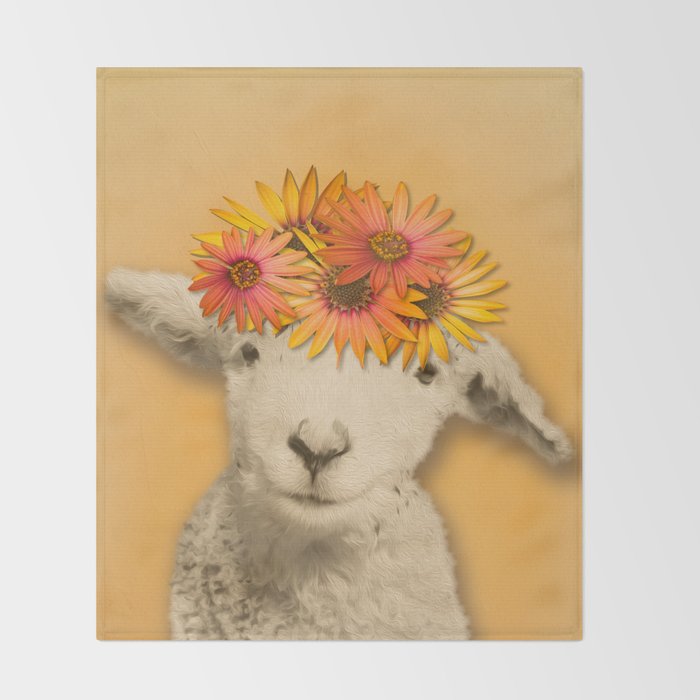 Mustard Yellow Throw Blanket Cool Daisies Sheep Girl Portrait Mustard Yellow Texturized Background Mustard Yellow Throw Blanket Cool Daisies Sheep Girl Portrait Mustard Yellow Texturized Background