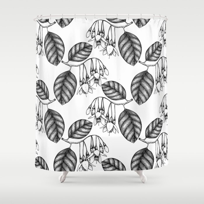 Spring Fresh Black and White Shower Curtain