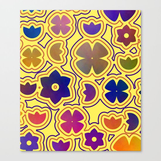 Floral doodles in yellow Canvas Print
