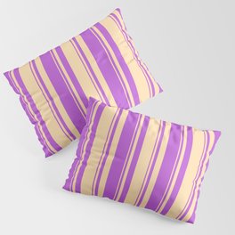 [ Thumbnail: Tan & Orchid Colored Stripes Pattern Pillow Sham ]