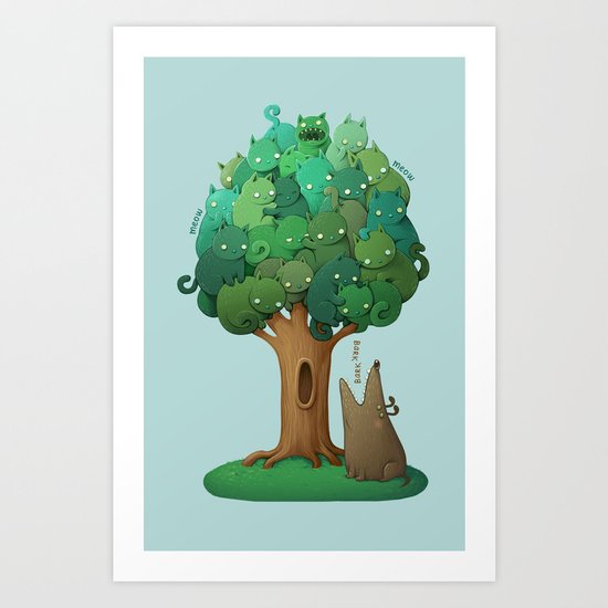 Cat Tree Art Print