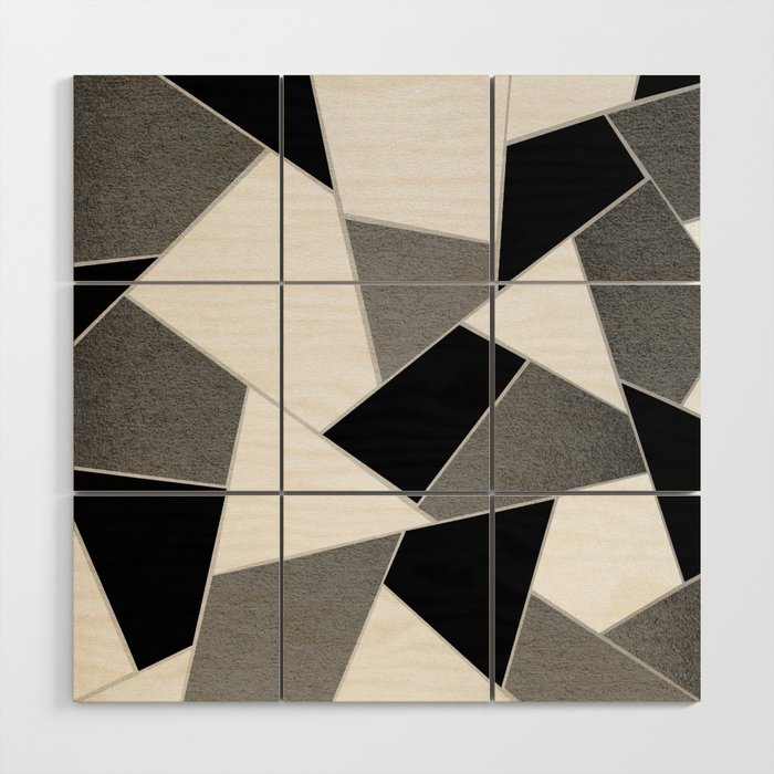 Gray Black White Geometric Glam #1 #geo #decor #art #society6 Wood Wall Art