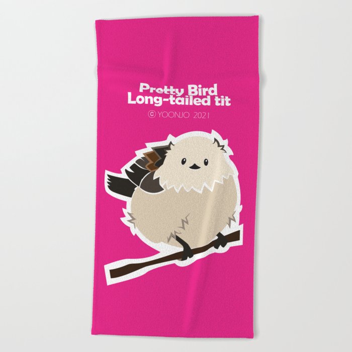 Pretty bird series. A cute little bird illustration design. Beach Towel