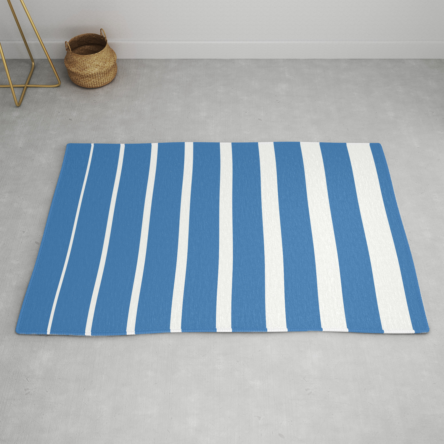 Blue Blinds Ii Blue And White Abstract Art Rug By Kramskram