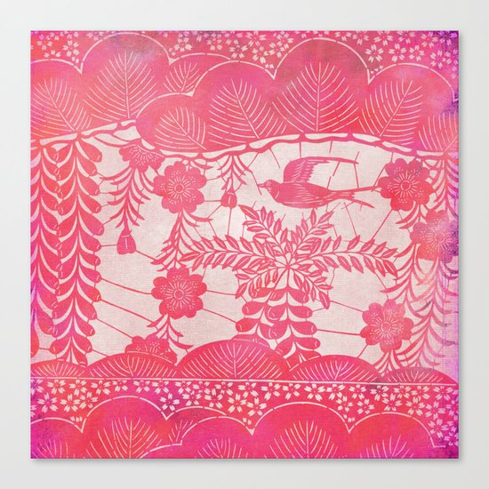 Flying Bird in Pink Canvas Print