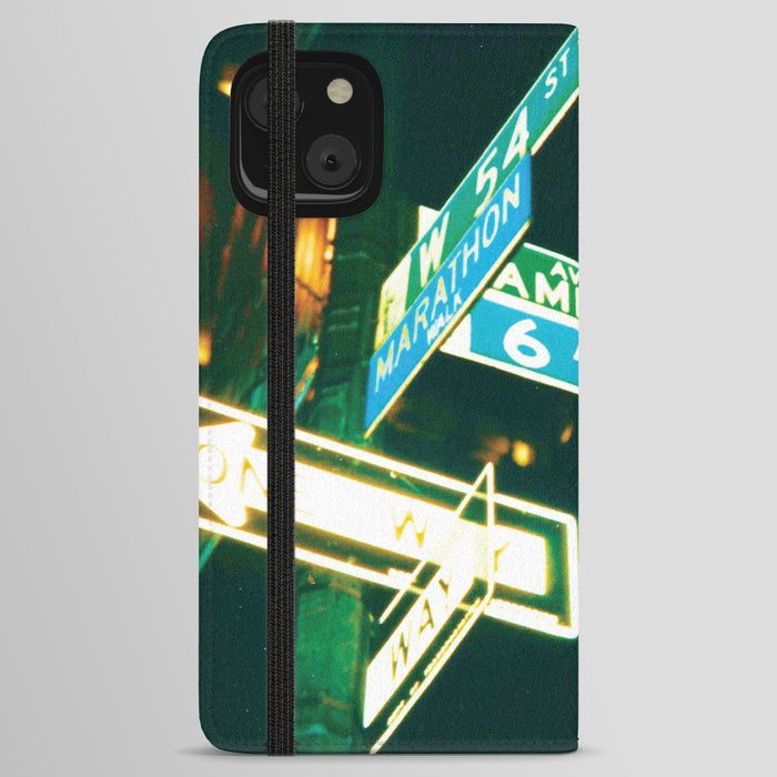 NYC Street Signs At Night iPhone Wallet Case