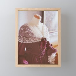 Medieval castle life | Manikin with velvet dress and lace sleeves Framed Mini Art Print