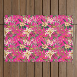 Pretty Tropical Hot Pink Outdoor Rug