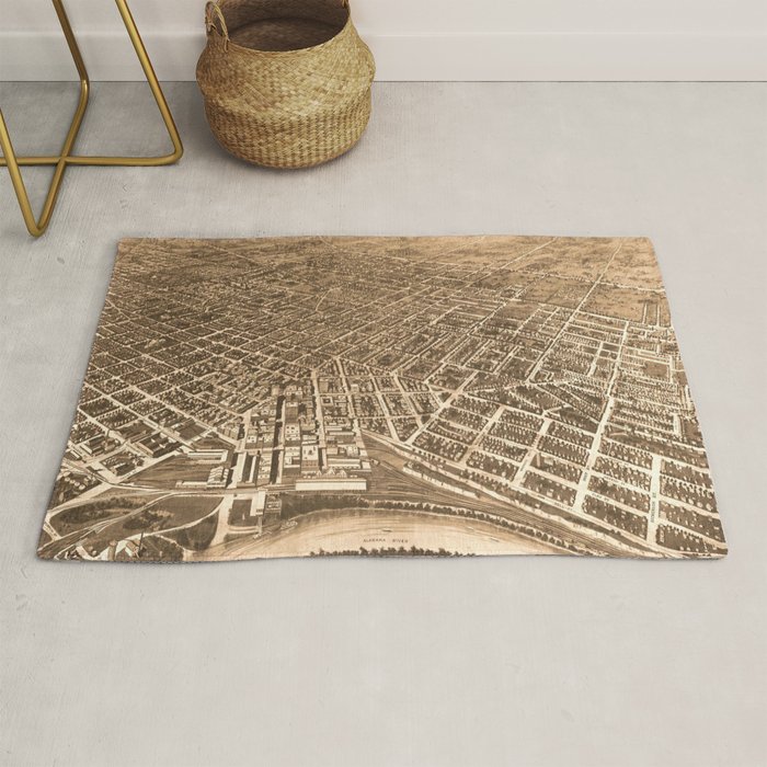 Vintage Pictorial Map of Montgomery Alabama (1912) Rug by BravuraMedia Society6