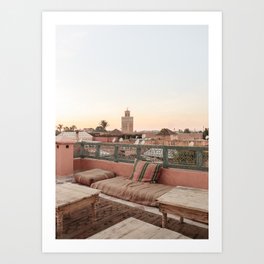 Pastel Sunset Colors Of Marrakech Photo | Coral Rooftop Design Art Print | Morocco Travel Photography Art Print
