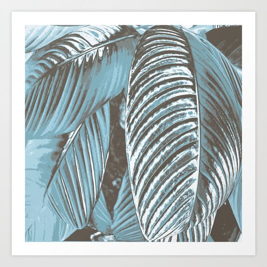 Sea-blue Leaves Art Print
