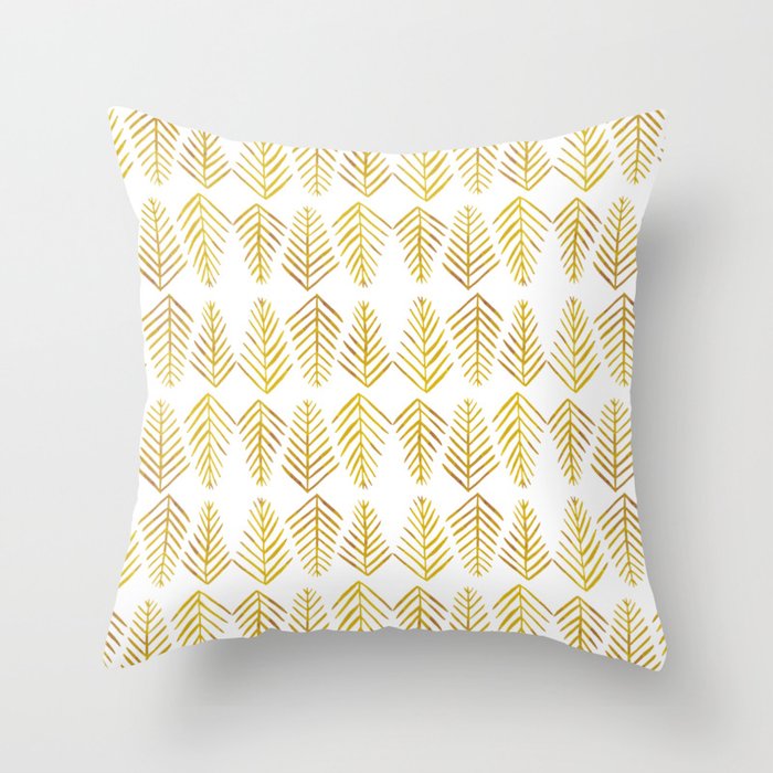 Watercolor pine trees - yellow Throw Pillow
