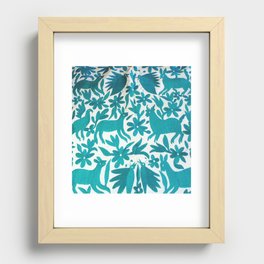 Otomi Cyan Recessed Framed Print