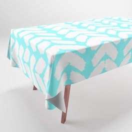 Hand-Drawn Herringbone (White & Aqua Pattern) Tablecloth