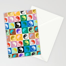 Checkered Yin Yang Pattern (Color Block Version) Stationery Card