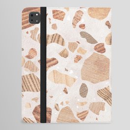 Terrazzo wood brown white iPad Folio Case