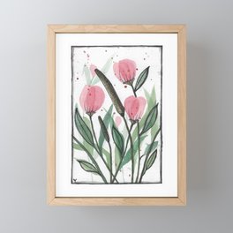 roses are sweet - water color splatter  art - yaara happy art Framed Mini Art Print