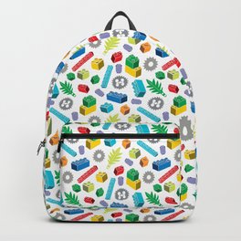 Colourful Building Blocks Backpack | Kids, Drawing, Pattern, Block, Cogs, Blocks, Ink Pen, Green, Yellow, Digital 