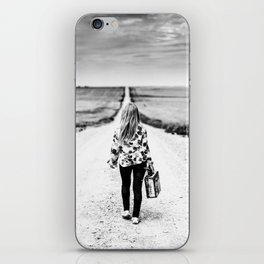 It's a girls world out there; long and winding road inspirational female black and white photograph - photography - photographs iPhone Skin