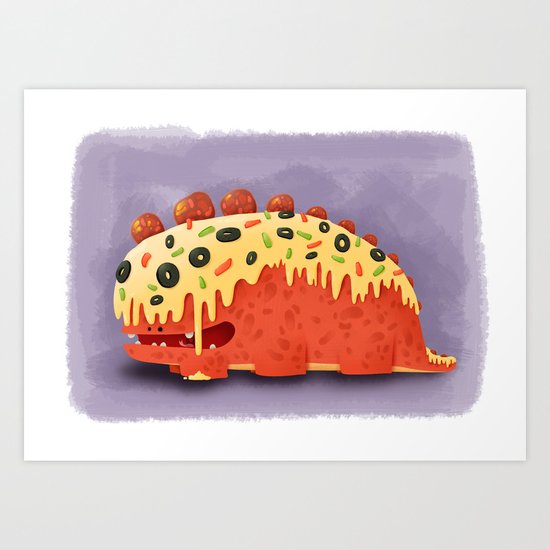Pizza Dragon Art Print