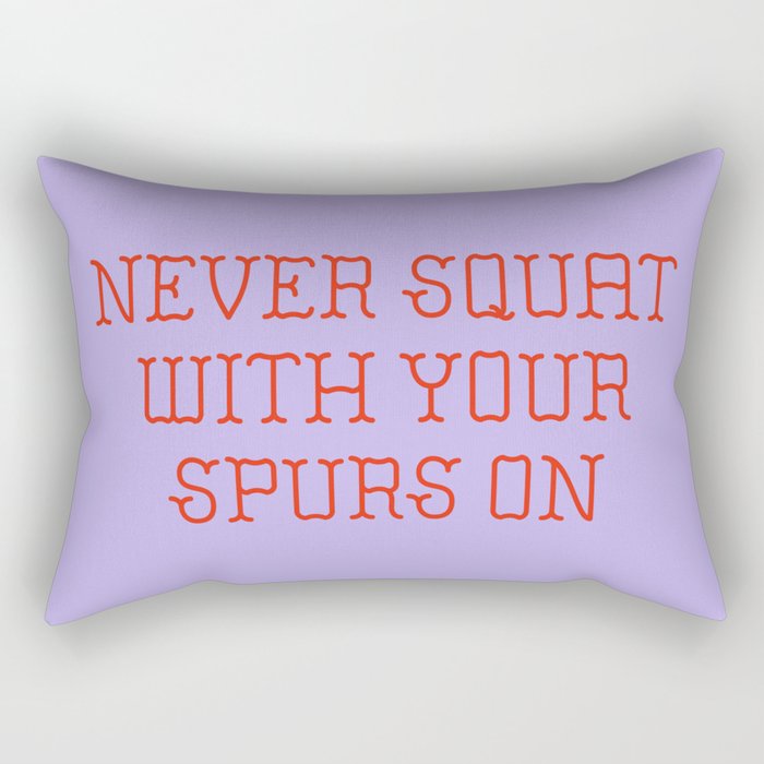 Cautious Squatting, Red and Lavender Rectangular Pillow