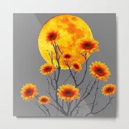 Red Gold Color Fantasy Sunflowers  Flowers Moon  Art Metal Print | Actylics, Sunflowerart, Concept, Goldensunflowers, Flowers, Goldenart, Greyart, Kansasflowers, Drawing, Fullmoon 