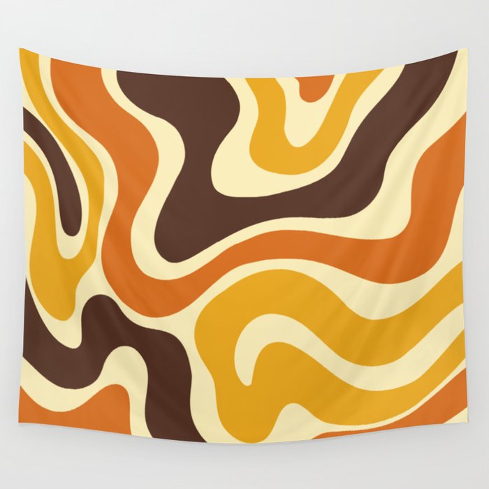 Warped Swirl Marble Pattern (orange/yellow/brown) Wall Tapestry