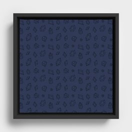 Navy Blue and Black Gems Pattern Framed Canvas