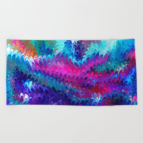 Colorful abstract waves Beach Towel