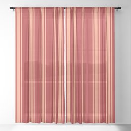 [ Thumbnail: Red & Light Salmon Colored Lines Pattern Sheer Curtain ]