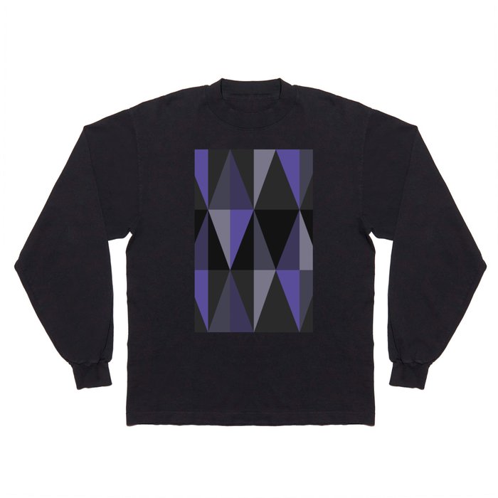 MidCentury Modern Triangles Dark Indigo Long Sleeve T Shirt