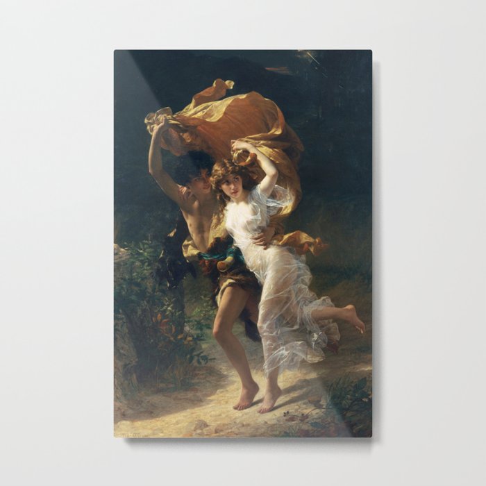 The Storm by Pierre-Auguste Cot 1880 Painting Couple in the Forest Metal Print