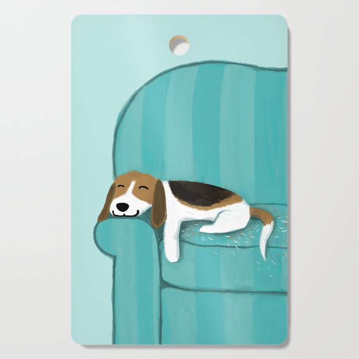 Happy Couch Beagle | Cute Sleeping Dog Cutting Board