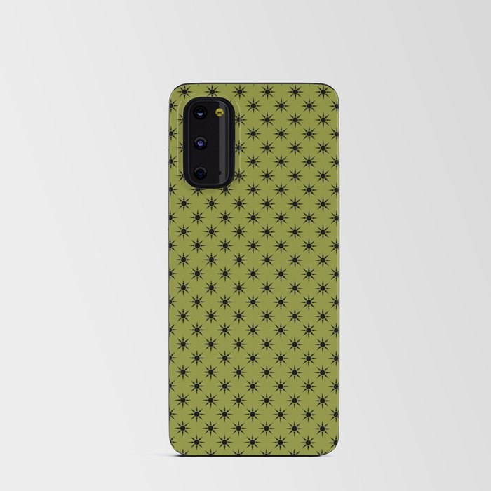 Dark Sun retro pattern on lime green background Android Card Case