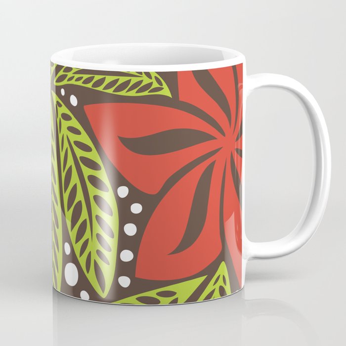 Polynesian flower floral green red tattoo design Coffee Mug