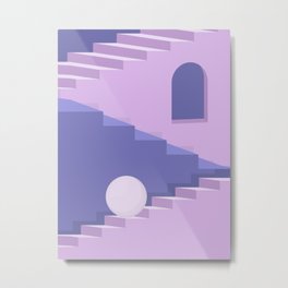 Full Moon Trilogy Metal Print | Lilac, Minimalist, Moon, Graphicdesign, Window, Building, House, Architect, Heaven, Stairs 
