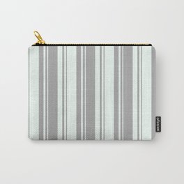 [ Thumbnail: Dark Gray & Mint Cream Colored Lines Pattern Carry-All Pouch ]