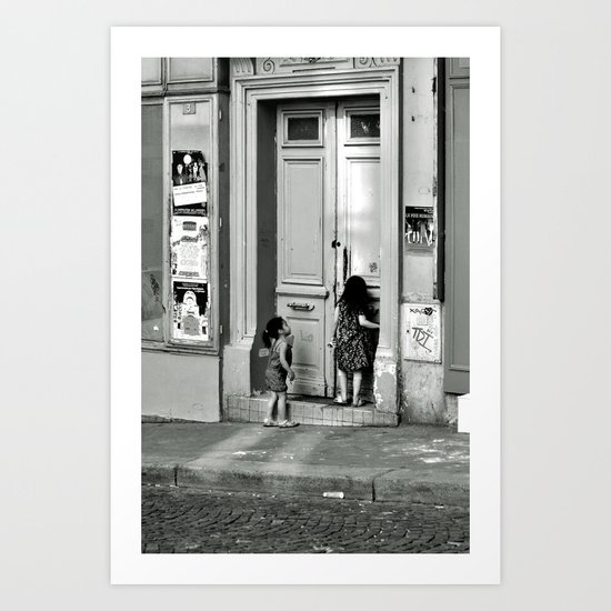 Paris, ringing the door bell Art Print