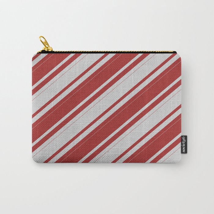 Light Gray & Brown Colored Lines/Stripes Pattern Carry-All Pouch