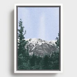 Mountain and Tree Illustration Framed Canvas
