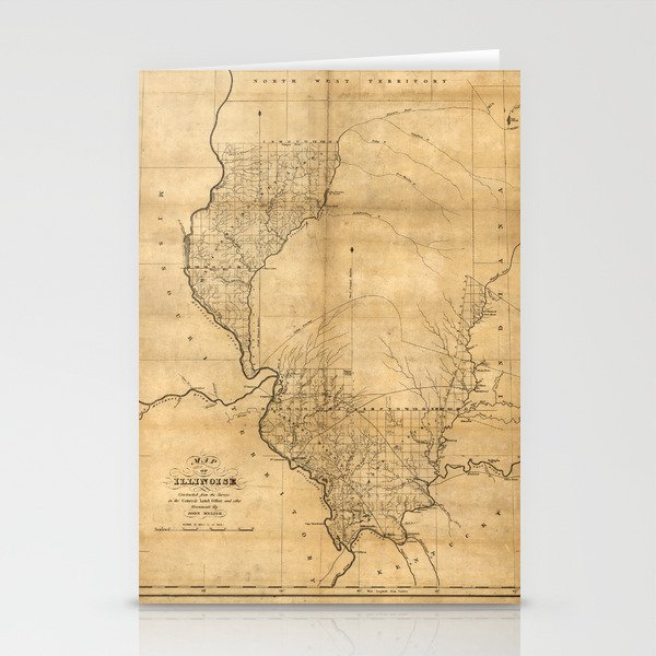 Map of Illinois by John Melish (1818) Stationery Cards