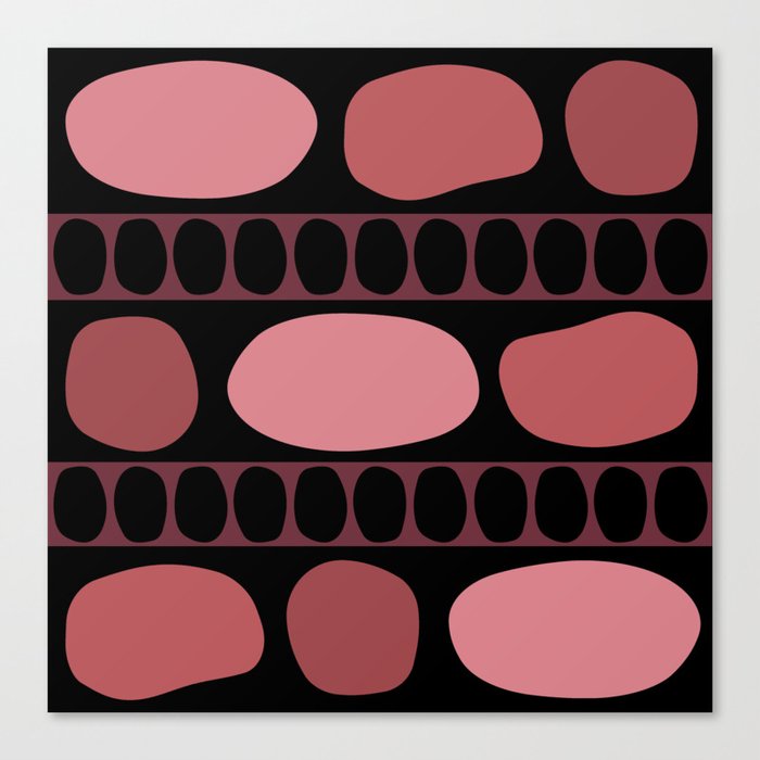 Tribal Art Rock Pattern Black Salmon Pink Canvas Print