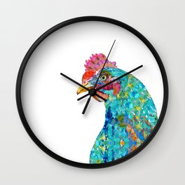 Mandala Chicken Head Art - A Cock Star - Sharon Cummings Wall Clock