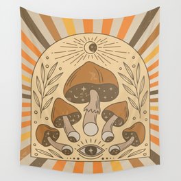 Psychedelic Retro Mushroom Wall Tapestry