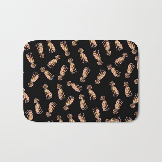 Dog Pattern 1 on Black Bath Mat