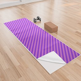[ Thumbnail: Orchid & Purple Colored Striped/Lined Pattern Yoga Towel ]