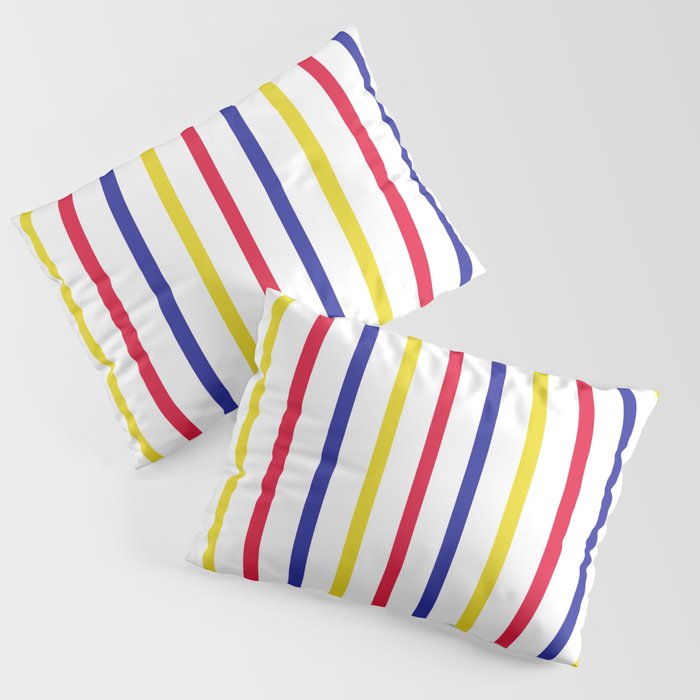 Vertical Stripes (red, blue, yellow) Pillow Sham